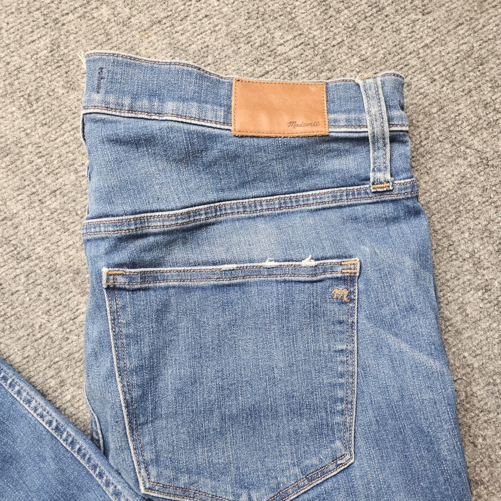 Madewell 10 High-Rise Skinny Jeans Size 32 Button Fly Raw Hem Distressed Blue